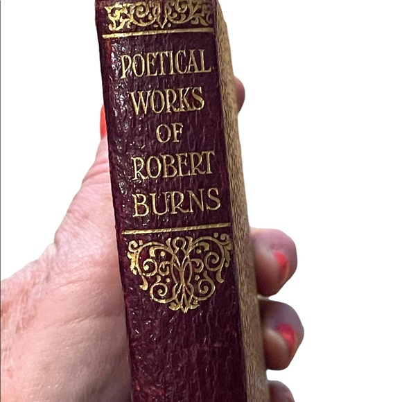 Antique 1920 Red Leather UK Collins Poetical Works of Robert Burns Gold Letter - Picture 5 of 16